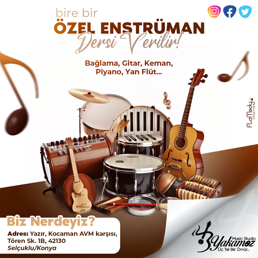 Birebir özel enstrüman dersi sosyal medya çalışması